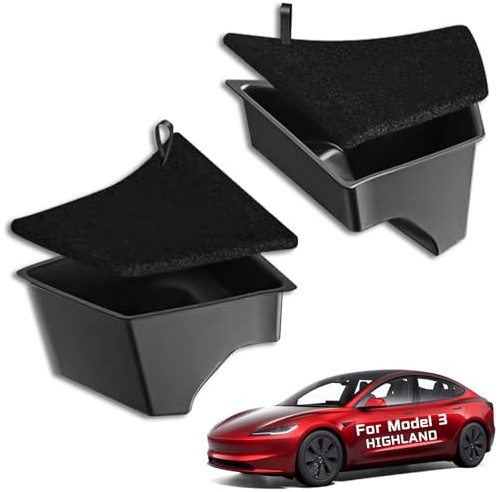 CYBERBEANS 2 organizadores de maletero para Tesla Model 3, contenedores de almacenamiento de maletero con tapas alfombradas, TPE, impermeable, sin olor, caja de almacenamiento lateral trasera