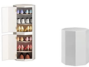 Schuh-Organizer-Schrank, verstecktes Schuhregal, Schuhregal für den Eingang, drehbarer Schuhregal-Turm, Schuhregal, drehbarer Schuhschrank aus Metall, vertikal, rund, Schuhregal, Aufbewahrun