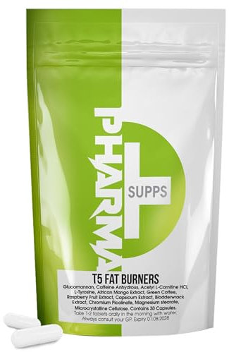 Pharma T5 Extreme Fat Burners - Fat Loss Max Strength Tablets for Women and Men - Lose Belly Weight Fast 30 Capsules, Caffeine, L-Carnitine, Green Tea & Capsicum for Energy & Metabolism Boost