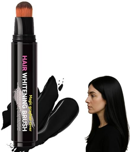 Hair Root Touch Up Stick & Brush – Temporary Hair Dye Pen for Grey Coverage, Natural-Looking Root & Beard Touch Up, Easy to Use, Travel-Friendly, for Men & Women (black)
