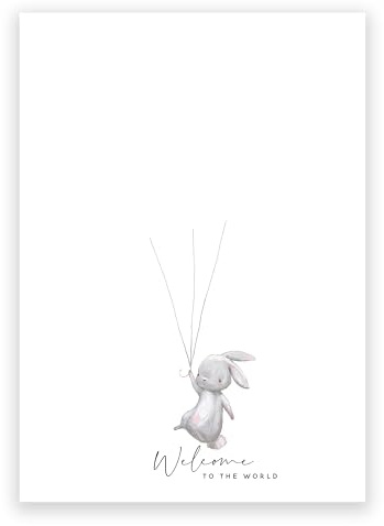 Welcome to the World Baby Bunny Fingerabdruck-Gästebuchdruck, A4-Größe, Kinderzimmer Wandkunst