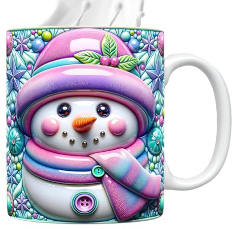 Tasse de Noël, Mugs à Café Céramique Hiver, Mug 3D Bonhomme de Neige 35cl avec Anse pour Thé Chocolat Cadeau
