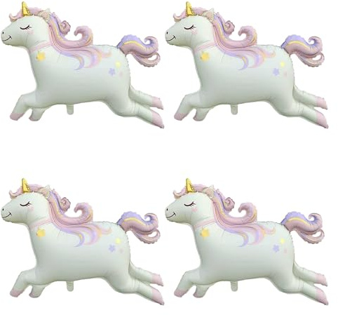 Mavouri 4 Stück Einhorn Lutfballon Tiere Ballons, Folienballon Einhorn Deko Kindergeburtstag Mädchen, Unicorn Ballon Tiere für Prinzessin Geburtstag Deko, Party Animals