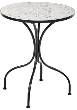 Beliani Bistrotisch für den Außenbereich Metall im Vintage-Stil Tischplatte mit Terrazzo-Effekt Eisengestell Schwarz Artena