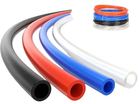 Tuyau d'air en polyuréthane de différentes tailles, compatible avec les compresseurs d'air et les outils pneumatiques, de 4 x 2,5 mm à 14 x 10 mm, en longueurs de 1, 5 et 10 m.(Orange 10m,2X1 MM)