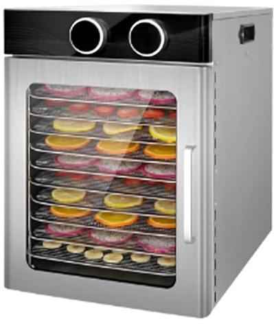 FgdVrelnor Essiccatore per Alimenti Commerciale da 800 W, Essiccatore per Frutta, Controllo Timer, Intervallo di Temperatura 86-194 ℉, Struttura in Acciaio Inox, Adatto per Frutta, Verdura e Carne 10