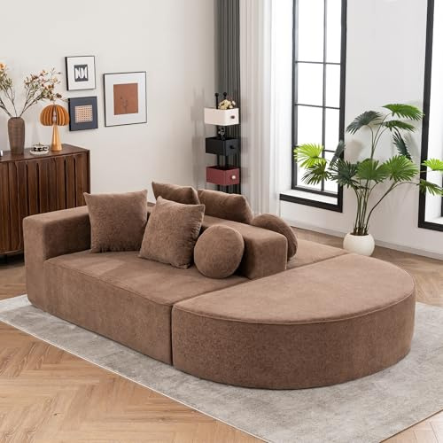 Jaxenor Cloud Couch mit Segmentiertem, Vollkomprimiertes Boneless Couch, Modulares Sofa mit Schlaffunktion, Schlafcouch, für Wohnzimmer/Schlafzimmer, Chenille, Ohne Montage, Braun