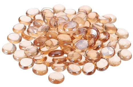 QUARKZMAN 100Pcs Biglie di Vetro Piatte, Ciottoli di Vetro Decorativi Gemme Biglie di Vetro Perline Riempitivo Vaso per Decorazione Casa Artigianato Riempitivo Vaso, Rosa(17-19mm)