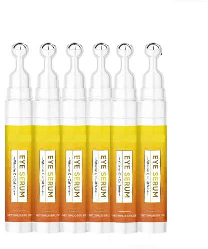 Sérum para ojos con extracto de ácido hialurónico y cafeína con rodillos de masaje, suero antiedad para el contorno de los ojos, reduce las ojeras, la hinchazón y las bolsas de los ojos, reduce las