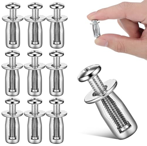 HOUDERCO Ancrages de Porte Creuse en Acier Inoxydable, Écrous Expansion Solides pour Installation Stable sur Aluminium et Tôle de Fer, Pack de 10 Pièces Argenté