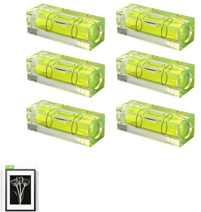 Small Spirit Level,6 Pcs Mini Bubble Level Set Square Bubble Spirit Level String Line Levels Kit Acrylic Small Spirits Water Scales Layout Tools for Picture Hanging Shelf Levelling DIY Professional