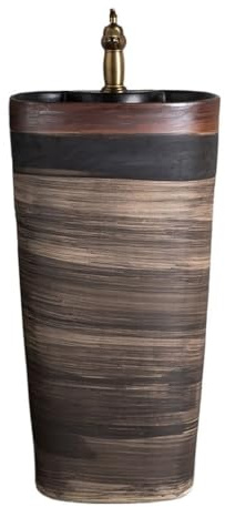 Fregadero de Pedestal Lavabo de pie for baño exterior, cerámica, for patio, lavabo columna, integrado