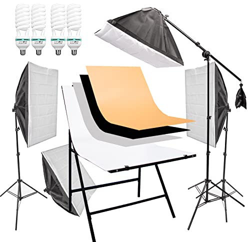 Photo Studio Kit éclairage continu Softbox Tente 4X135W Lumière du Jour Table de Prise de Vue