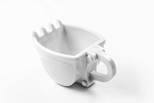 Baggertasse weiß - Tasse in Form einer Baggerschaufel. Als Geschenk, für Kinder und Bagger Fans.