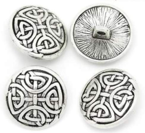 15 Stück Metallknöpfe Ösenknöpfe Ø ca. 17mm rund mit Keltik-Muster antiksilber silber Jackenknöpfe Trachtenknöpfe Mantelknöpfe zum annähen, nähen und basteln DIY-Arbeiten