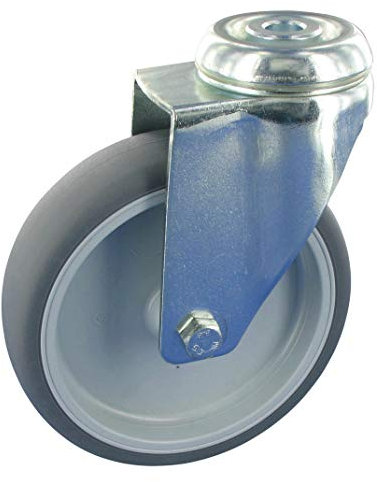 Rollentechnik Apparaterollen Lenkrolle ohne Feststeller Ø150mm TPE Gummi Rückenloch