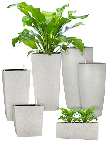 Pflanzwerk® ÖKOSYSTEM Pflanzkübel Square - Blumentöpfe Übertöpfe mit BEWÄSSERUNGSSYSTEM - 75x40x40cm Granit GRAU *Indoor & Outdoor Blumenkübel* *2 Jahre* *Premium Markenqualität*