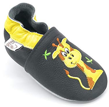 LEPEPPE - Nuova Giraffa - Scarpine in Morbida Pelle Prima Infanzia - Pantofole Bambino - Suola in Pelle Antiscivolo - Scarpette Fino al 32/33