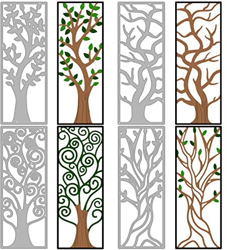 GLOBLELAND Baum des Lebens Baumstamm Äste Stanzformen für Kartenherstellung Dekoration und DIY Scrapbooking rechteckiger Rahmen Metallschablone Schablone