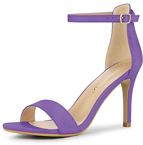 Allegra K Women Suede Ankle Strap High Stiletto Heel Open Toe Sandals | Faux Suede Vamp, Stiletto Heel, Open Toe, Comfortable Fit, Party, Date Night Ready, Adjustable Buckle Closure