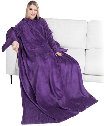 PAVILIA Tragbare Decke mit Ärmeln für Erwachsene, Damen, Herren, gemütlicher Fleece-Überwurf mit Armen, Geschenke für Weihnachten, Ehefrau
