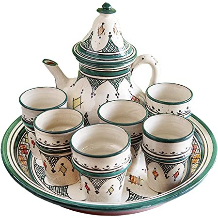Set teiera marocchina in ceramica dipinta a mano