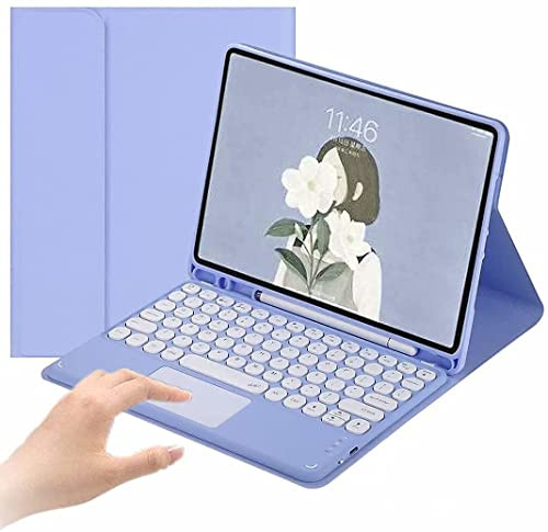 PboyiqiS Keyboard Case for iPad (A16) 11th 2025/iPad 10th Generation, Touchpad Detachable Keyboard with Pencil Holder -Slim Leather Folio Smart Cover for iPad11/iPad10 (Purple)