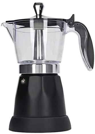 Cafetera, Italiana Eléctrica Portátil, Tapa de PP Transparente, Libre de BPA, 6 Tazas, 300 Ml, Aluminio para Cocina (Enchufe UE 220‑240V)