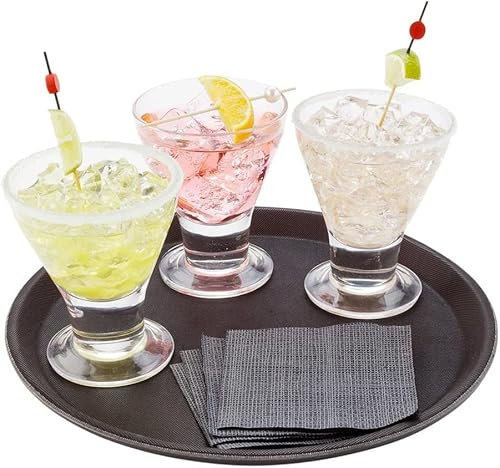 PAWOPA 12 Bandejas de 40 cm Camarero Antideslizante Redonda de Plástico Negro Para Hosteleria. Ideal para Bares y Restaurantes