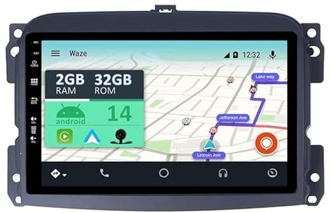 YUNTX Android 14 Car Stereo Fit for Fiat 500L (2012-2018)-[Built-in CarPlay/Android auto/GPS]- Camera-IPS 2.5D 10.1”Touchscreen-DAB/MirrorLink/Bluetooth 5.0/Steering Wheel Control/WiFi/USB/4G
