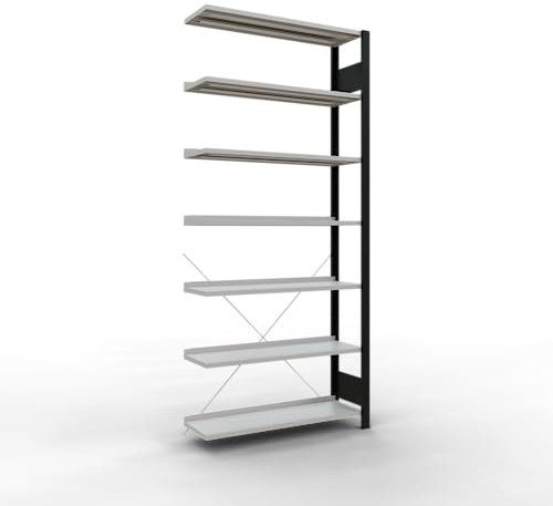 SCHULTE Lagertechnik Büroregal Stecksystem Anbauregal - 2300x1000x300 mm,Typ 85kg schwarz