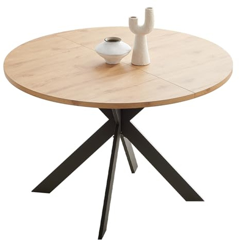 Zerifevni 117,9 cm runder Esstisch-Set, Mitte des Jahrhunderts, moderner runder Esstisch für 4–6 Personen, Stahlbeine, Freizeit-Couchtisch für Küche, Esszimmer, platzsparend