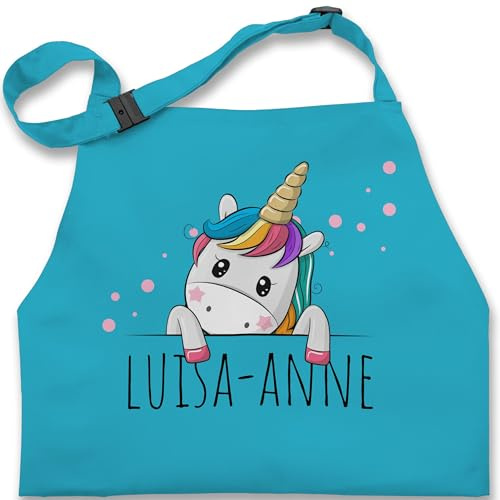 Kinderschürze Schürze Kinder Jungen Mädchen - Einhörner - Geschenk Einhorn Süß - 7-14 Jahre - Türkis - malschürze schule kinderbackschürzen unicorn name unicorno kochschürze girls apron