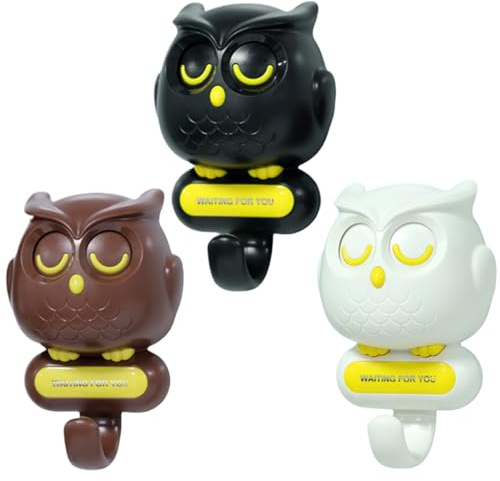 3 PCS Owl Key Holder Creative Adhesive Wall Key Holder Automatic Open Close Eyes Cloud Magnetic Key Holder Multifunctional Wall Mounted Key Holder for Hanging Key Hats Cloth Bags