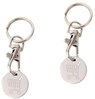 UK Shopping Trolley Coins Keyring UK Portable Token Coins for Supermarket Shopping Retail Store Cart Unlocker Multipurpose Trolley Token Coins 2x