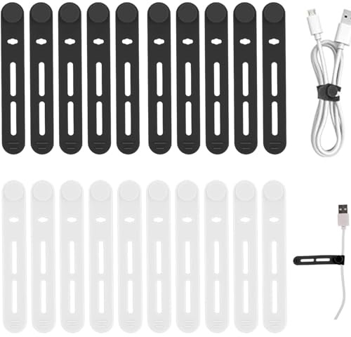 Bridas de cable reutilizables, bridas de silicona - Organizador de cables de silicona para la gestión de cables,Organizador multiusos para cables elásticos, bridas ajustables para la