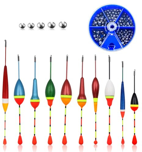 POPAPIE 10 Stück Posen Angeln Angelposen Bobbers mit Angelblei Schwimmer Angeln Forelle 0.6g-4.5g Angelposen Set für Friedfisch Pose und Forellen