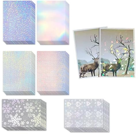 Vinylfolie Plotter, Blatt Holografische Klares Vinyl Holografische, Holographische Aufkleber Papier, 30 Blatt 6 Styles A4 (210x297mm), Holografische Klares Vinyl Holografische Aufkleber Papier