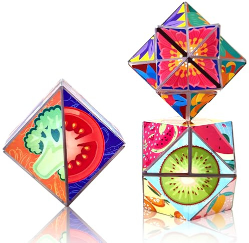ROXENDA Sternenklarer Himmel Zauberwürfel Infinity Set,3er Pack 2 in 1 Unendlicher Würfel 3D Puzzle Würfel Transformierende Puzzle Spielzeuge für Kinder, Formwandelnde Fidget (Glühend Serie)