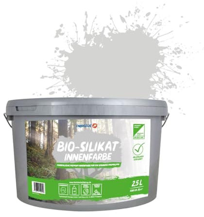 Farbklecks24 Bio-Silikat Innenfarbe Color 2,5L Pastell Grau, Wandfarbe, Silikatfarbe innen, für Allergiker empfohlen
