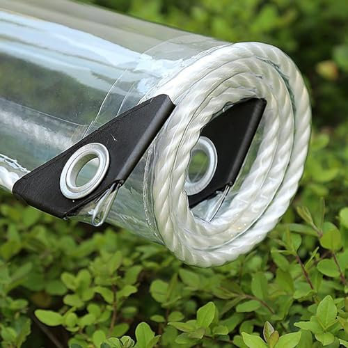Transparente Plane mit ösen, 0.5mm PVC wasserdichte Plane, Vordächer Klare Kunststoffplane für Pavillon Gartenmöbel Terrassen Balkon(2x2m)