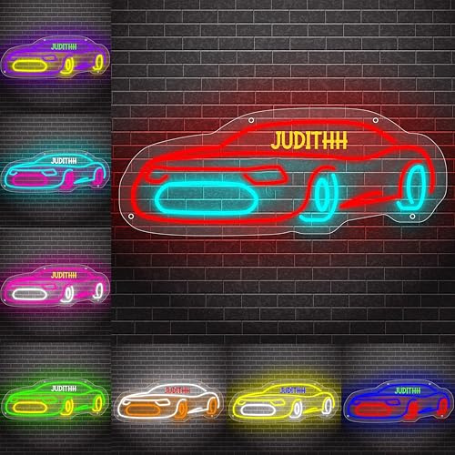 Personalisiertes Auto-Neonschild für Wanddekoration, Rennwagen, Neonschild, LED-Neonlicht, Neonlicht, Auto-Neonlichter, Schilder, beleuchtetes Schild für Kinderzimmer, Jungenzimmer, Spielzimmer,