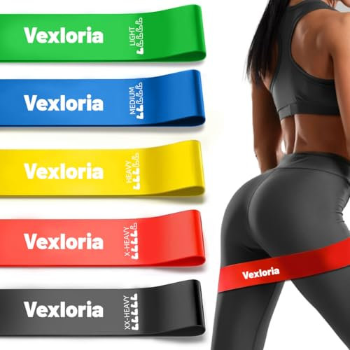 Vexloria Resistance Bands, Exercise Band Set of Five with Five Resistance Levels, Resistance Band Women with Carrying Case, Resistance Bands Set Men for Home, Gym, Yoga, Training