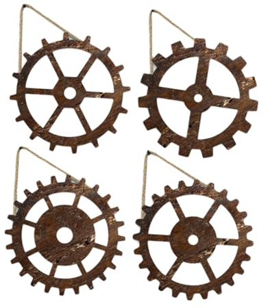 IWOWHERO 4 Stück Industrielles Wanddekoration mit Zahnradmotiv Leichtes Hohlraumdesign für Wohnzimmer und Shop Fensterdeko im Retro Stil
