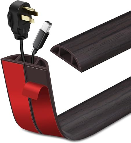 Canalina passacavi adesiva canalina cavi in PVC flessibile passacavo a pavimento copertura cavi a pavimento per ufficio casa magazzino (3m×3cm, Noce nero)