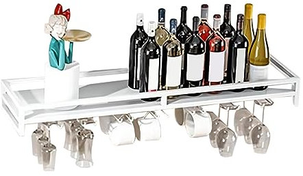 Support mural en métal pour verres à vin avec design vintage pour cuisine et cave à vin, rangement peu encombrant