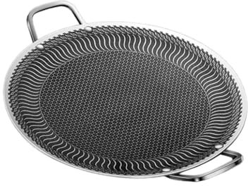 Ruarby Sartenes de acero inoxidable para hornear, parrilla redonda para barbacoa, sartenes antiadherentes, sartenes redondas para estufa de camping