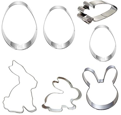 Ciieeo 2sets Biscuit Mould Easter Cookie Cutters Set Stainless Steel Baking Tools DIY Easter Decor 7pcs*2
