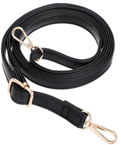 Leder Taschengurt Schwarz Verstellbarer Schulterriemen 85-150Cm Taschen Riemen mit Schnalle Schultergurt Frauen Ersatz Handtaschen Gurt Für Geldbörse Tragetasche Umhängetasche (Gold Schnalle)