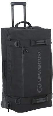 Lifeventure Expedition musselskal 110 liter duffel med hjul, Svart, Vikbar, hård botten stor resväska med släta rullhjul